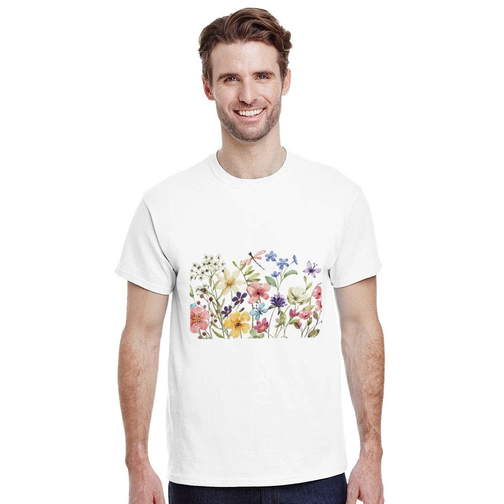 Heavyweight Unisex Crewneck T-shirt | Gildan® 5000,cute Tee,Floral T-shirt