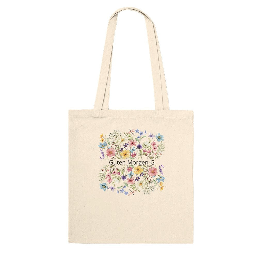 Premium Tote Bag,funny Bag,Floral bag,Cute German greeting text,Gift Bag