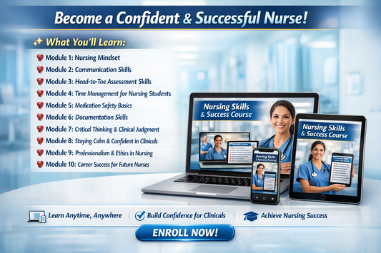 Advertisement for a nursing skills course with modules and enrollment information.