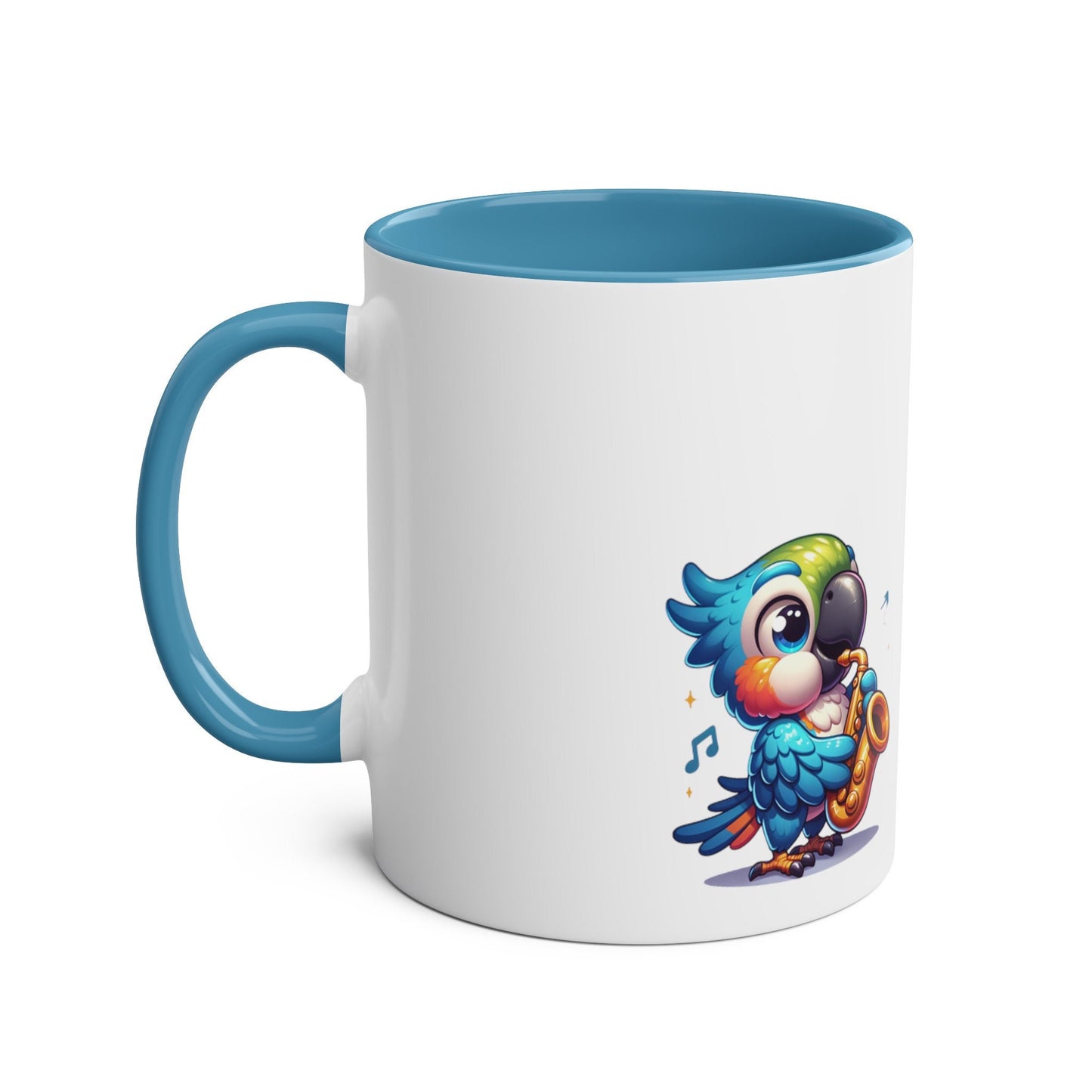 Parrot Music -Two-Tone Coffee Mugs, 11oz