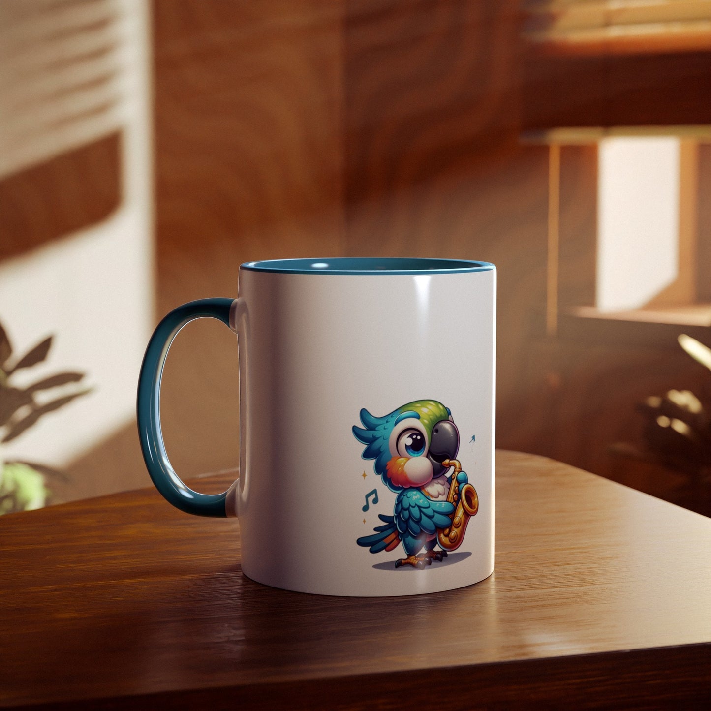 Parrot Music -Two-Tone Coffee Mugs, 11oz