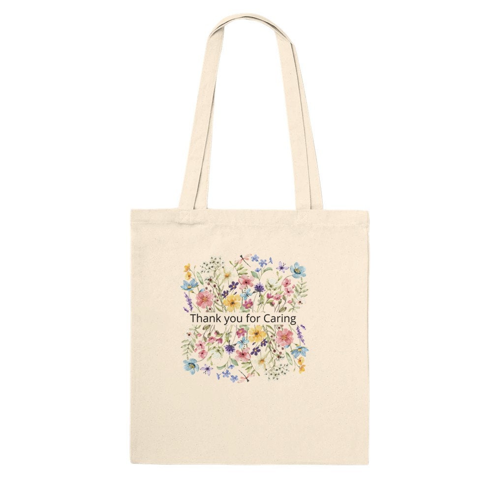 Premium Tote Bag,floral bag, gift for nurse,student book bag, nurse gift bag
