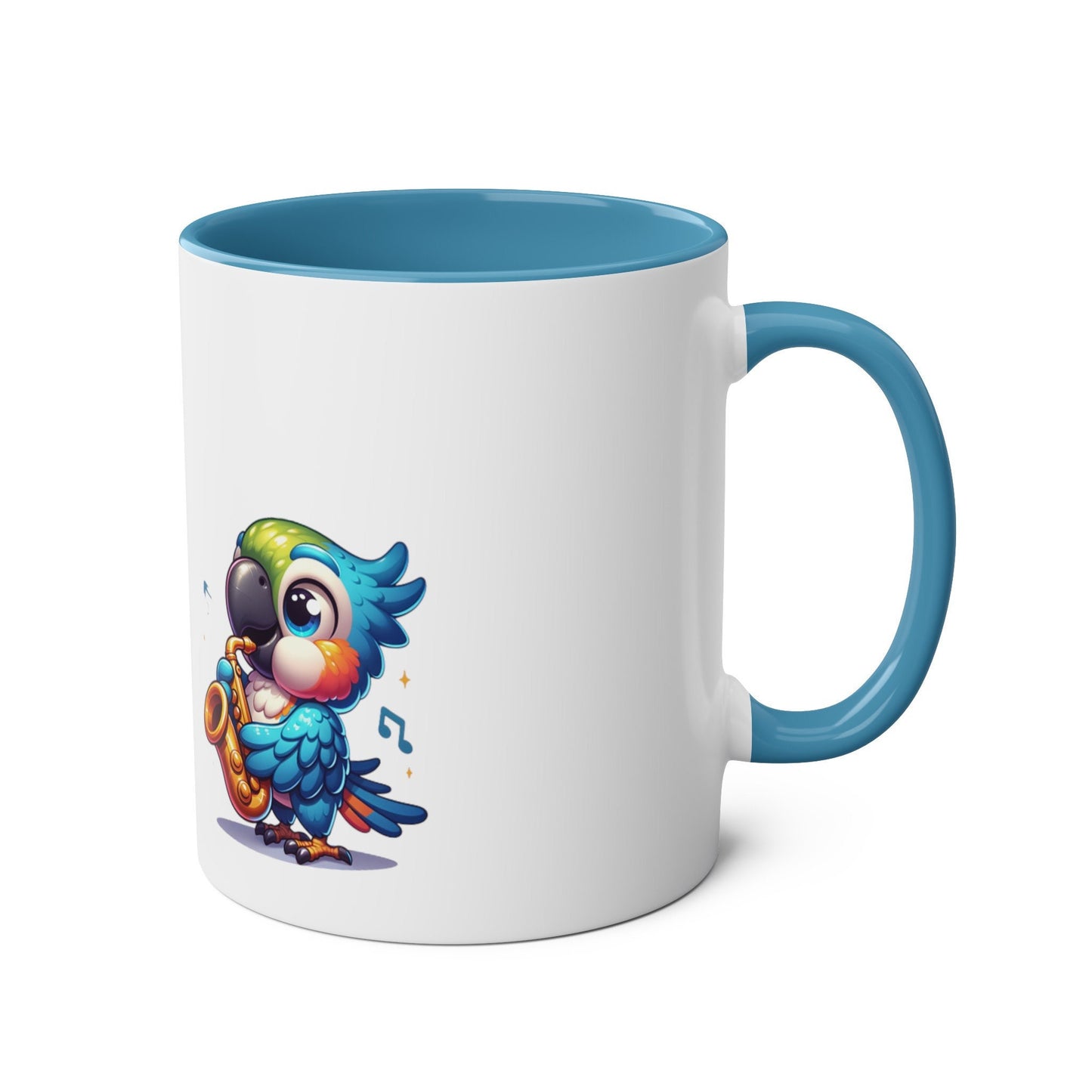 Parrot Music -Two-Tone Coffee Mugs, 11oz