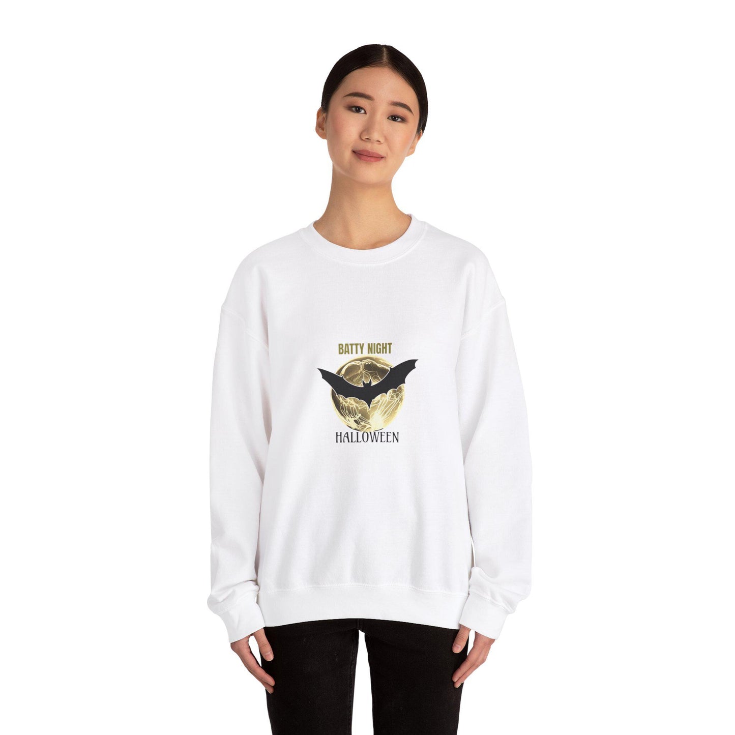 Unisex Heavy Blend™ Crewneck Sweatshirt ,Halloween Spooky,SweatShirt, TrickOrTreatWear,HalloweenOutfit,Bat Vibes sweatshirt